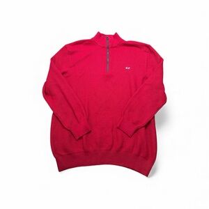 Men's Vineyard Vines Red Quarter Zip Sweater Pullover Jumper XL Cotton Blend
